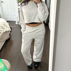 Aritzia Community Straight Hi Rise Sweatpant (Heather Cloud White)